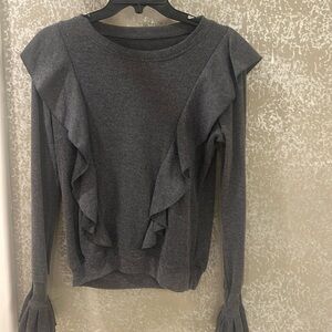 Charcoal grey fitted ruffle top